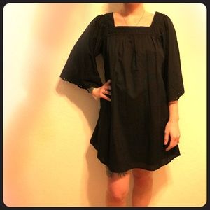 Boho Summer Black Bell Sleeve Dress
